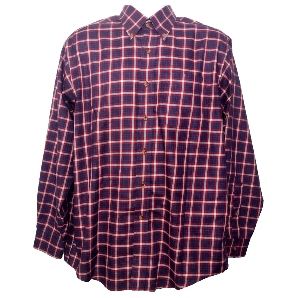L.L. BEAN@ Men's US Coast Guard Tartan Button Front Shirt Size Large